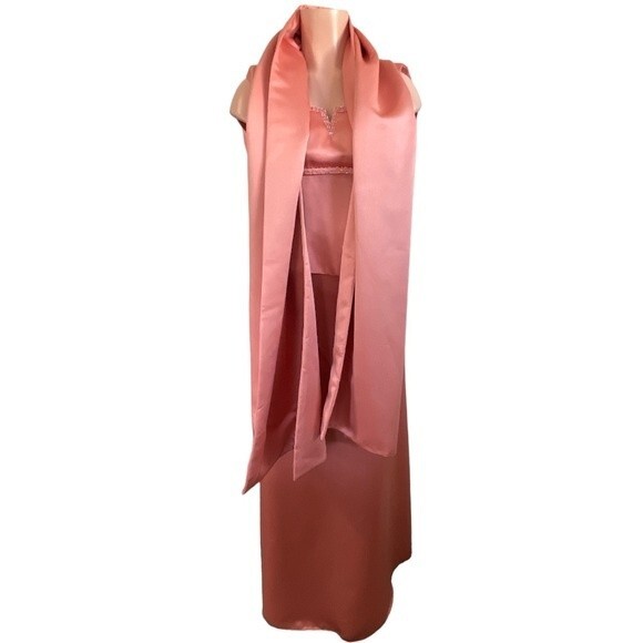 NWT Mori Lee 2 Piece Satin Gown Dress Size 3 / 4 with Wrap Prom or Wedding - Picture 2 of 15